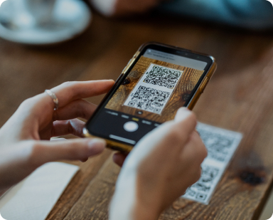 Image of Food being ordered by scanning a QR Code